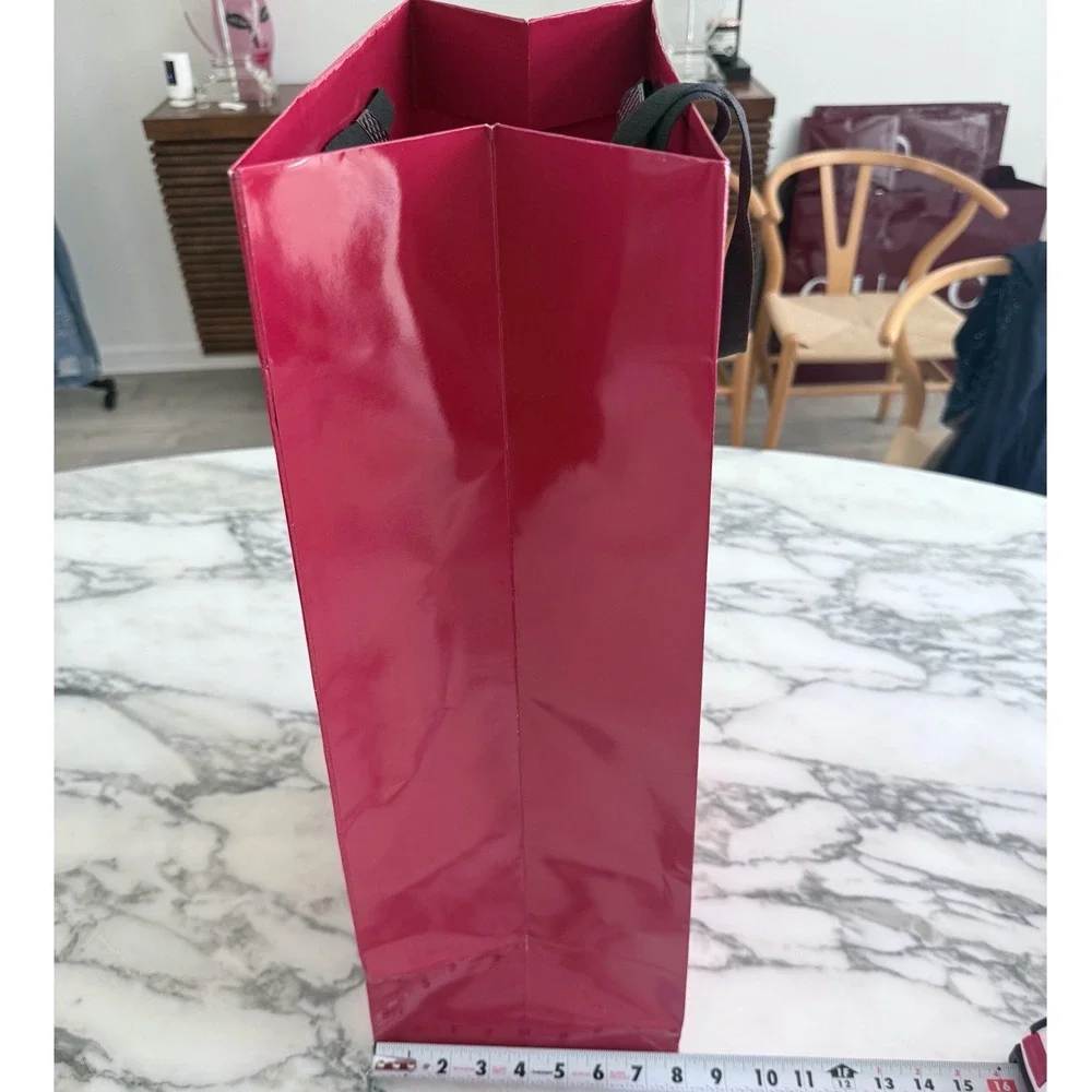 Bottega Veneta Red Glossy Paper Shopping Bag Large Luxury Designer Boutique Bag
